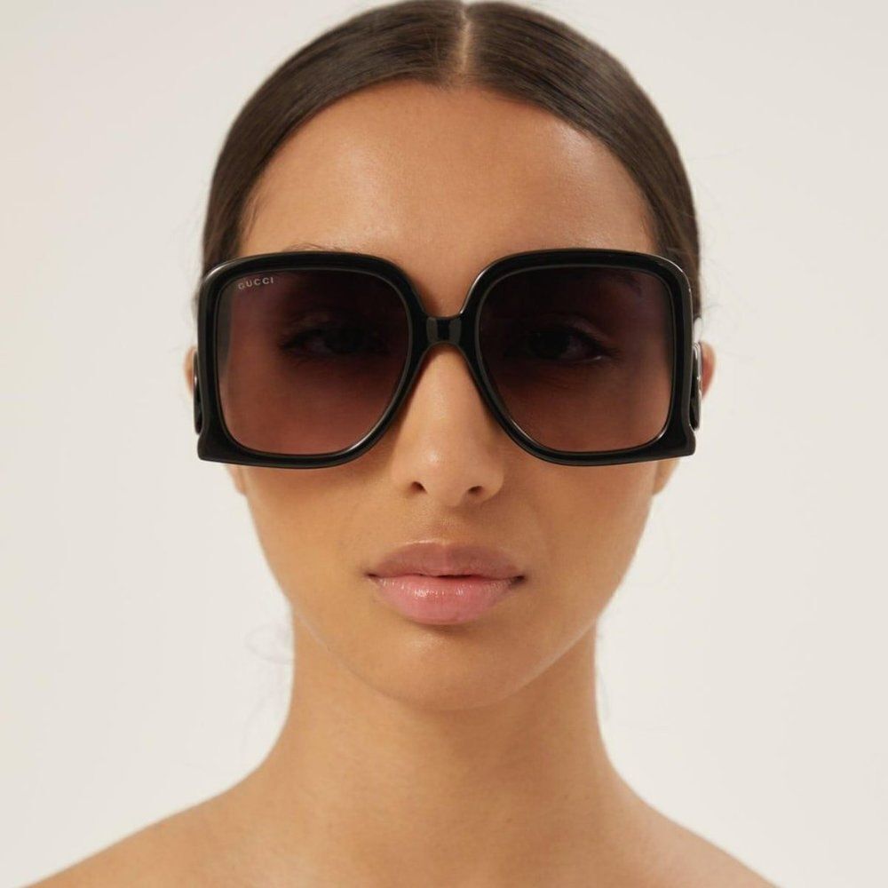 NEW Gucci GG1326S 001 Black Grey Gradient Oversized Square Women Sunglasses - Picture 4 of 12